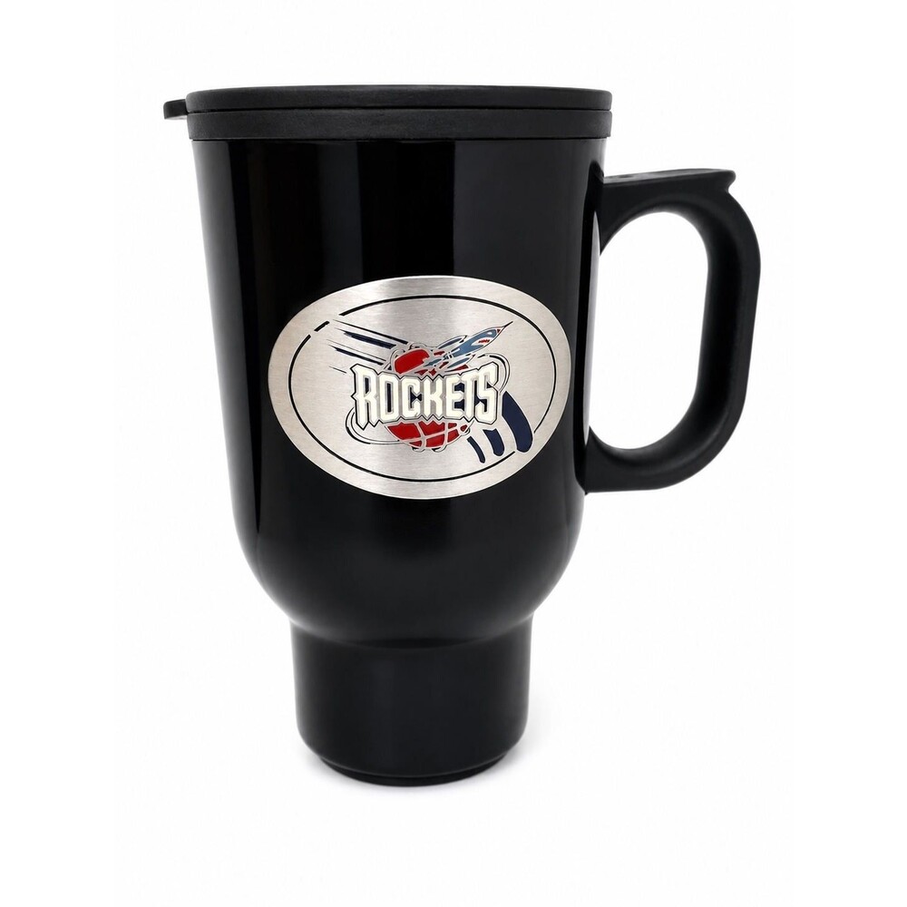 Houston Rockets 12 oz Stainless Steel Coffee Travel Mug Pewter Metal Emblem NEW